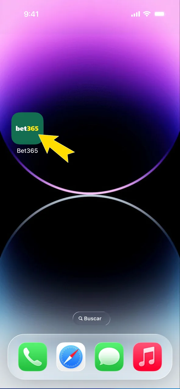 Toca el ícono de Bet365 para abrir la aplicación.