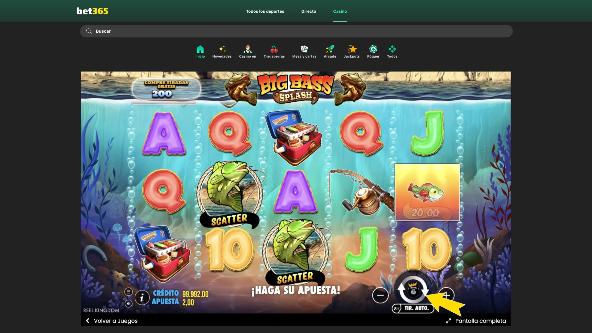Juega en los eventos elegibles del catálogo de Bet365.