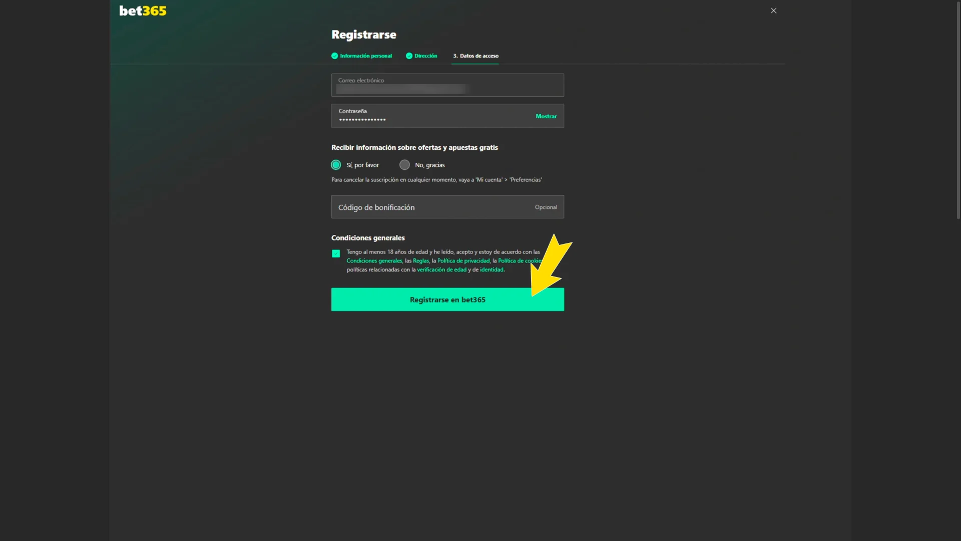 Regístrate en Bet365 México para empezar a jugar.
