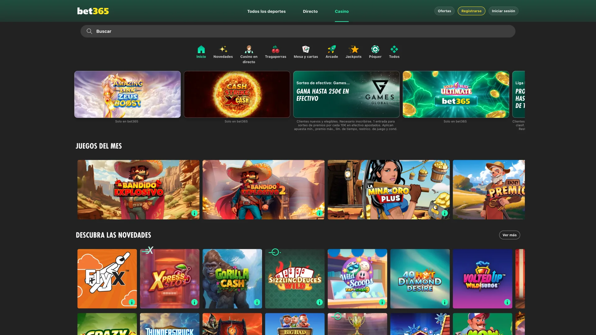 Entra al casino de Bet365 y prueba suerte.