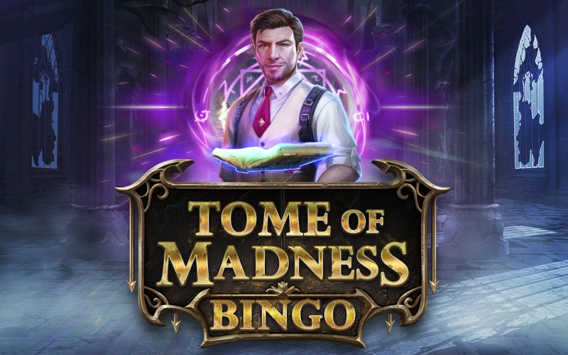 Observa al aventurero frente a un portal místico en el juego Tome of Madness Bingo de Bet365.