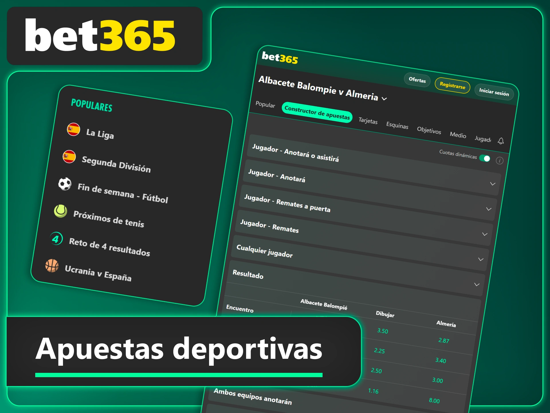 Accede a más de veinte deportes en Bet365 y apuesta desde cualquier lugar.