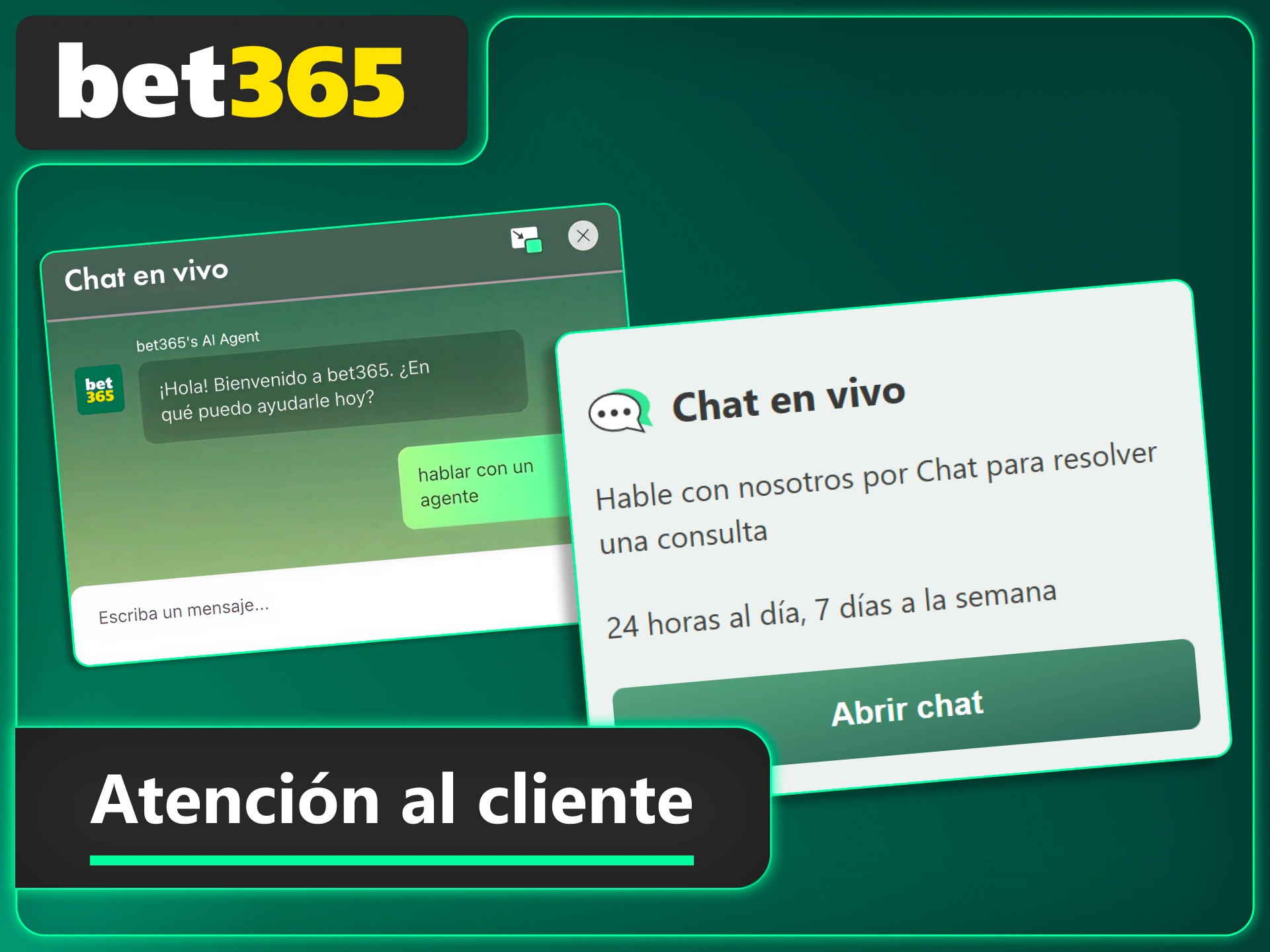 Contacta al soporte del casino Bet365 y recibe ayuda inmediata las veinticuatro horas.