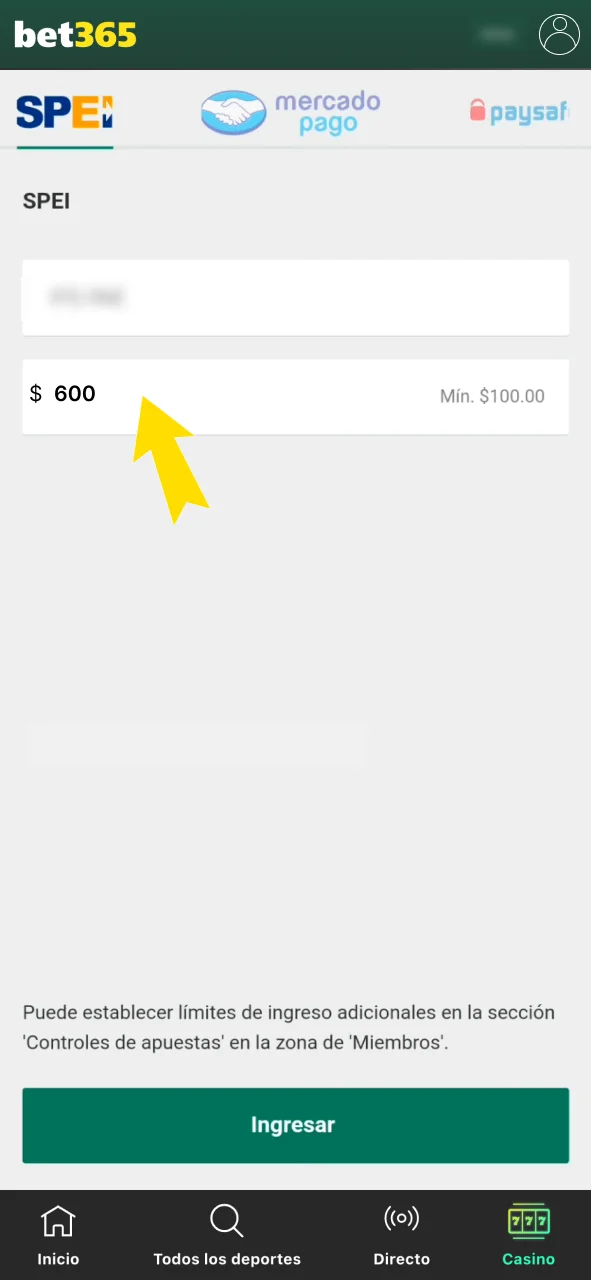 Bet365 ofrece opciones variadas для agregar fondos.
