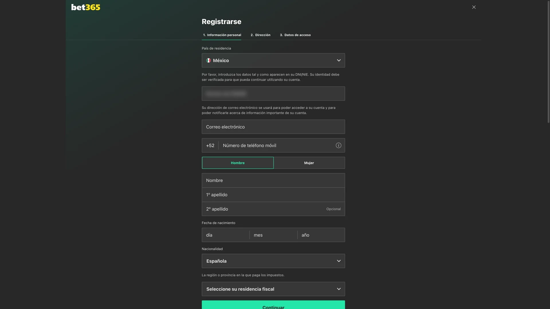 Regístrate en Bet365 y recibe tu bono.