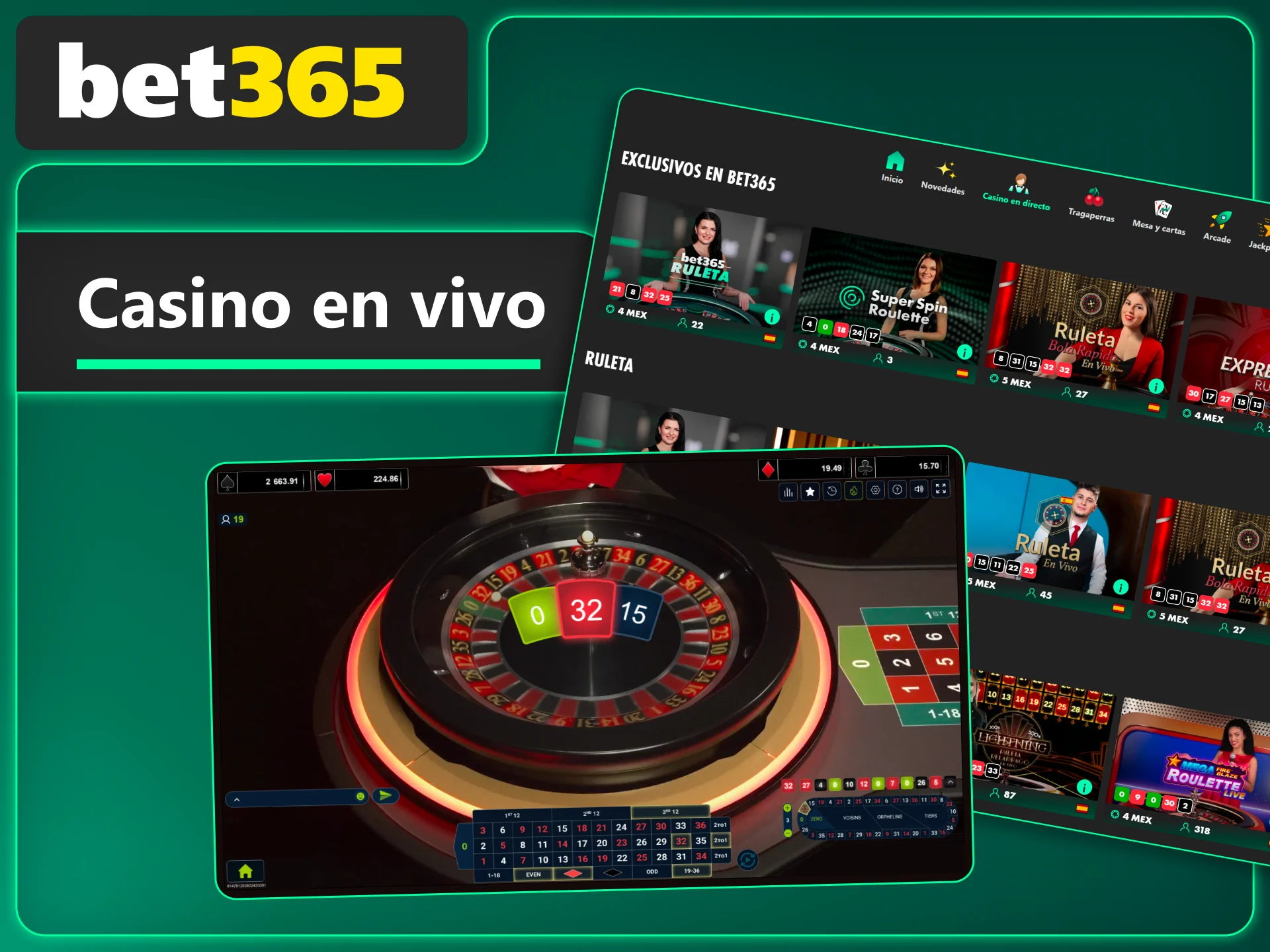 Explora mesas en vivo en Bet365 y vive experiencia auténtica y envolvente.