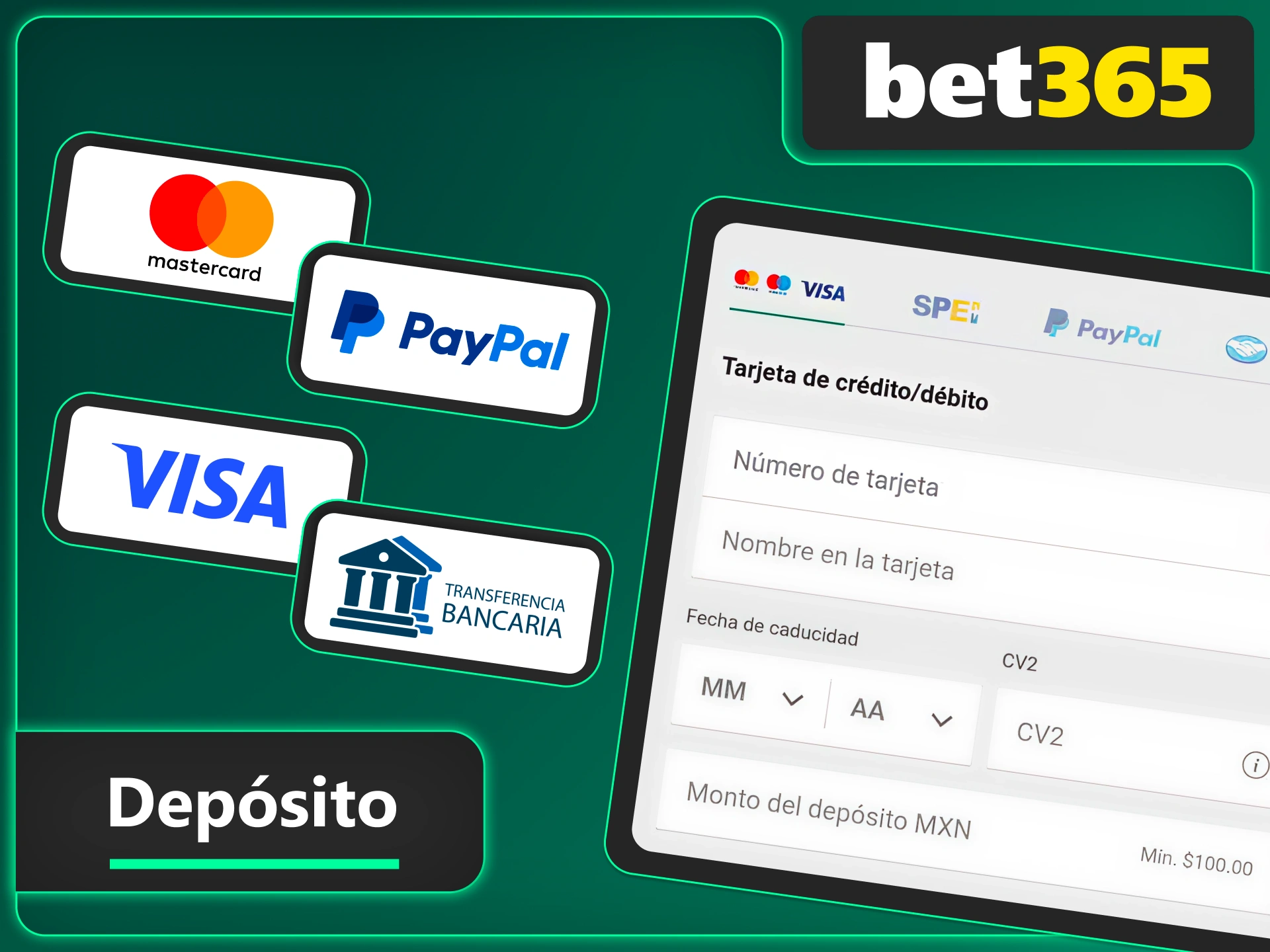 Inicia sesión en Bet365 y realiza tu ingreso con método seguro.