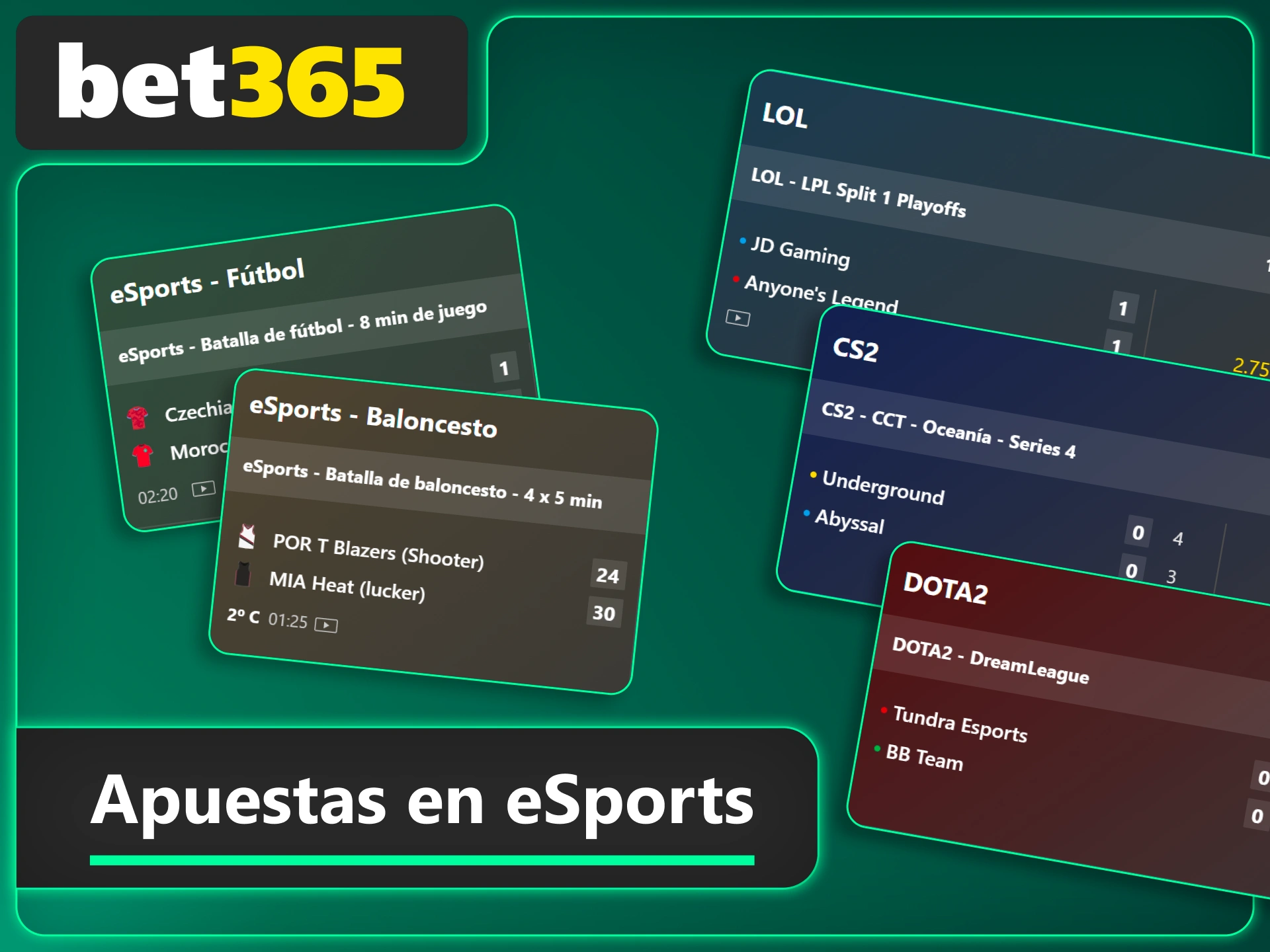 Explora mercados prematch y en directo en eSports con Bet365.