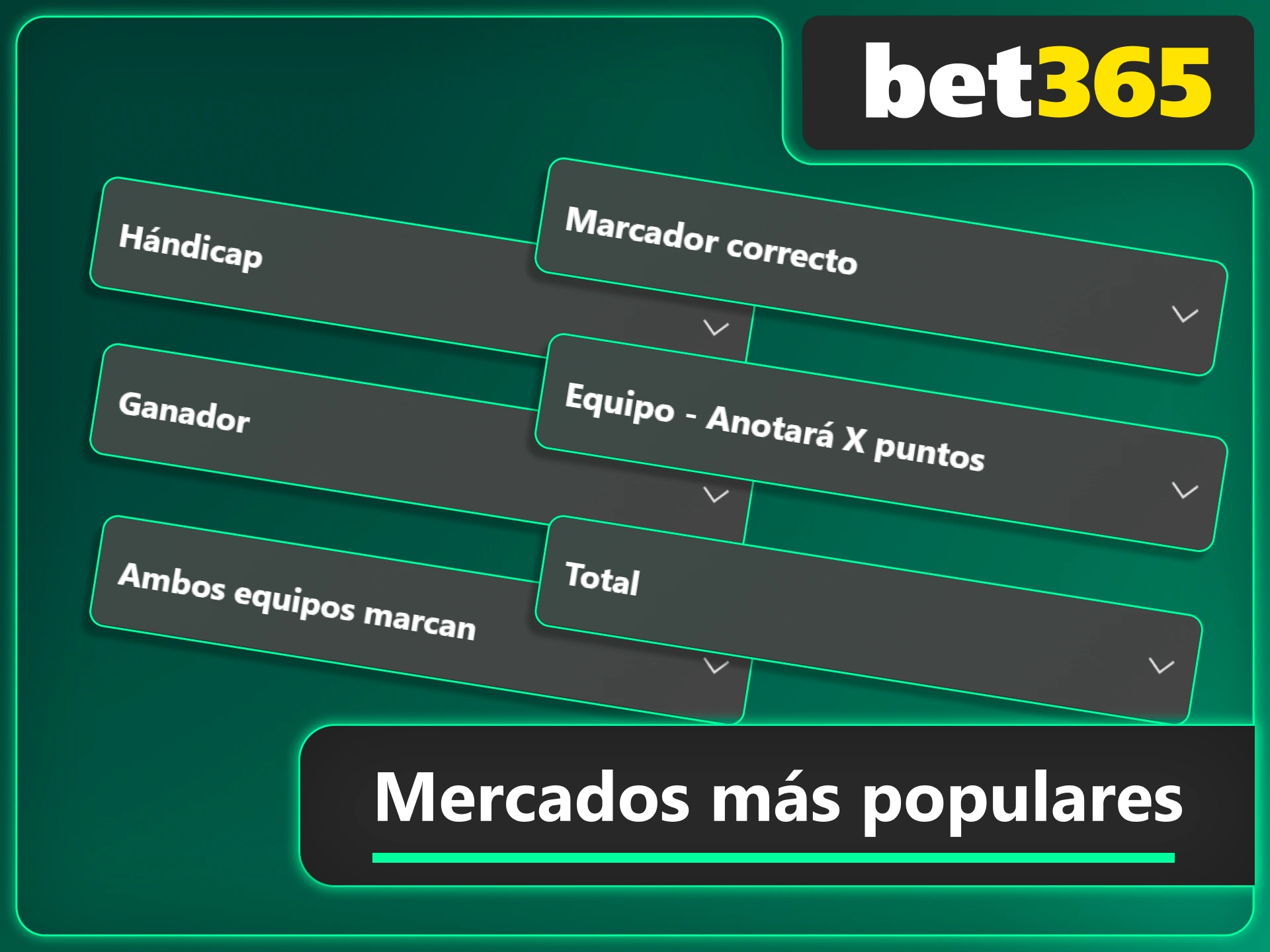 Explora mercados populares en Bet365 y apuesta con opciones claras y competitivas.