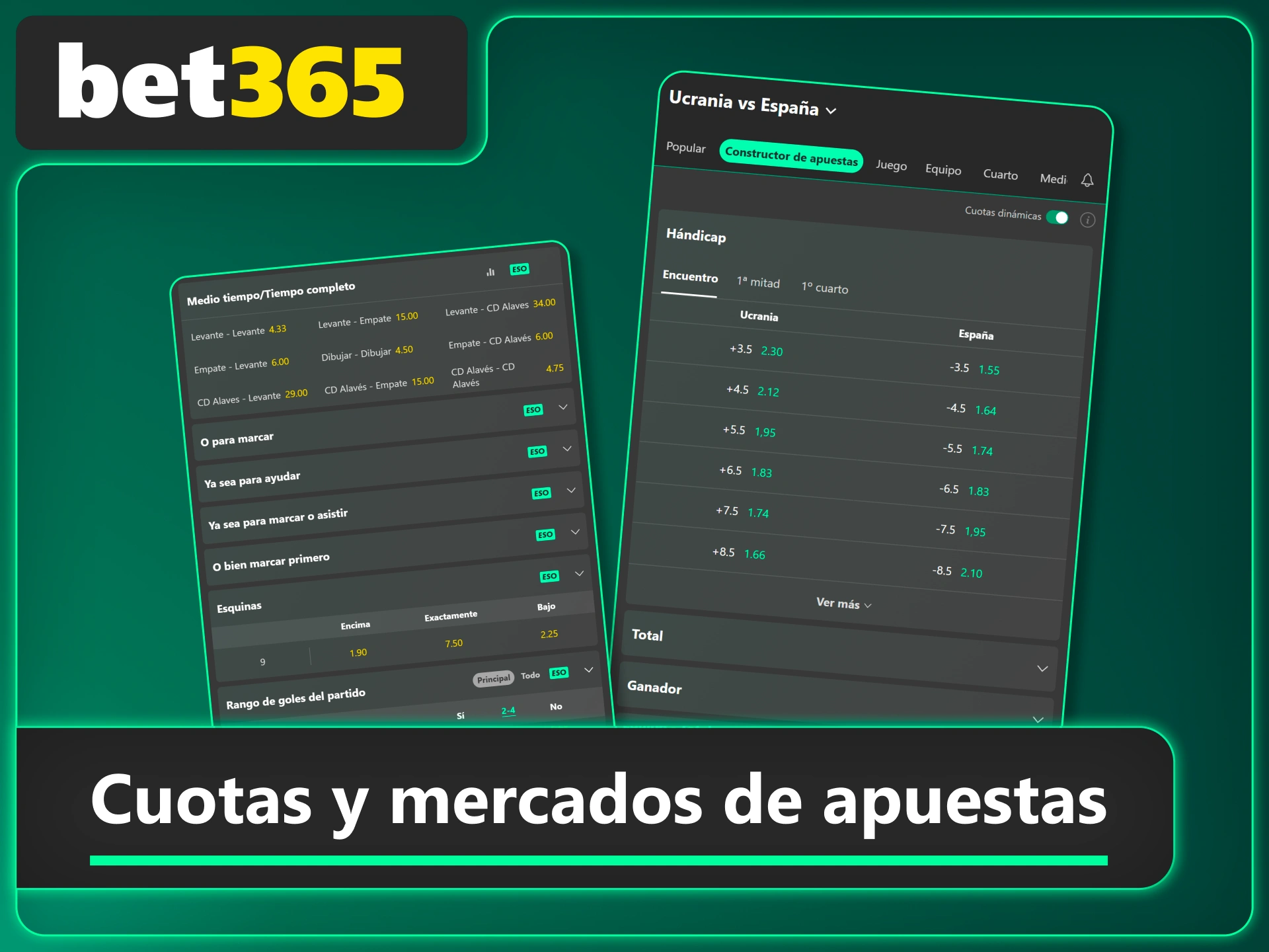 Apuesta con variedad de mercados en Bet365 y disfruta opciones simples y avanzadas.