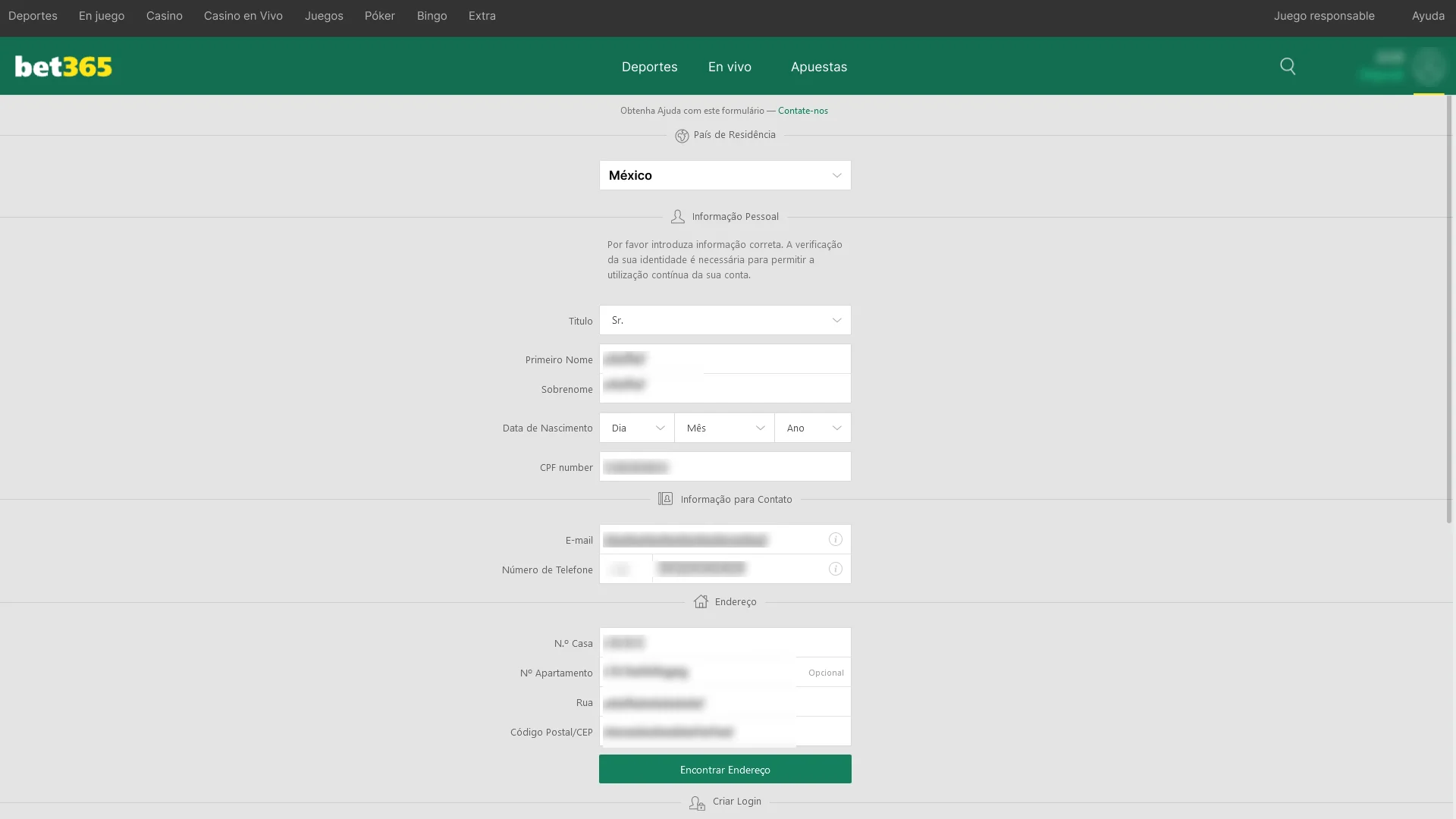 Verifica tus datos personales dentro de Bet365.