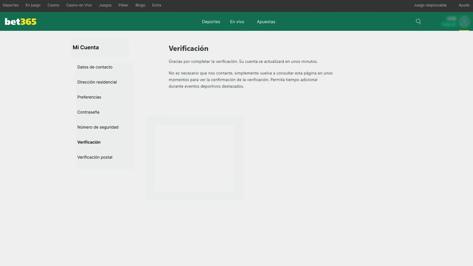 El equipo de Bet365 termina el trámite con un aviso oficial.