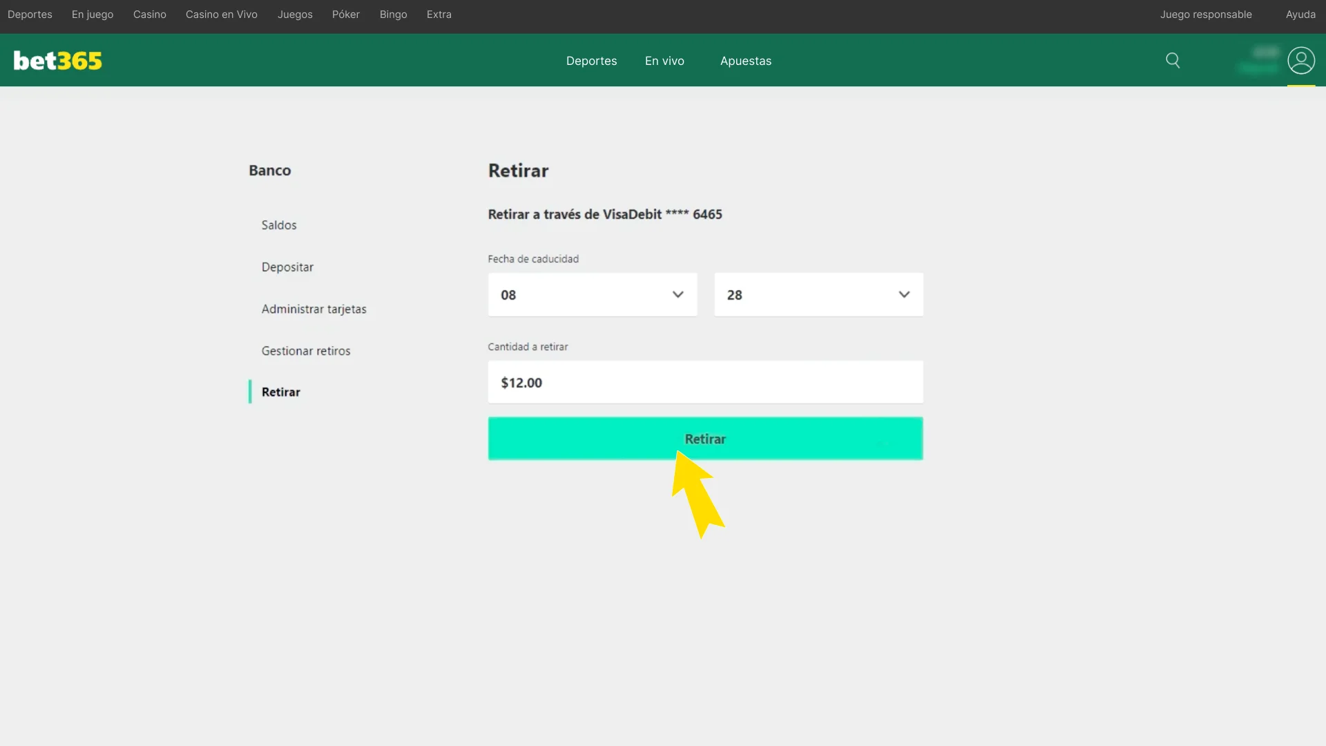 Revisa los datos de tu solicitud en Bet365.